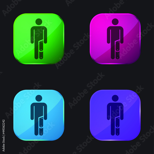 Amputee four color glass button icon
