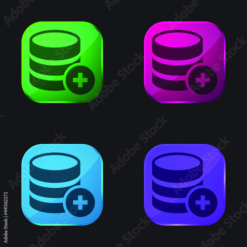 Add Database Button For Interface four color glass button icon
