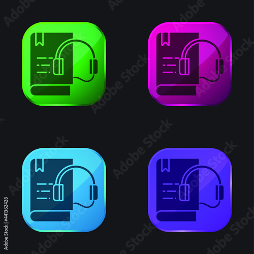 Audio Book four color glass button icon