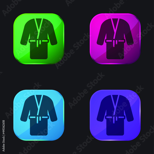 Bathrobe four color glass button icon