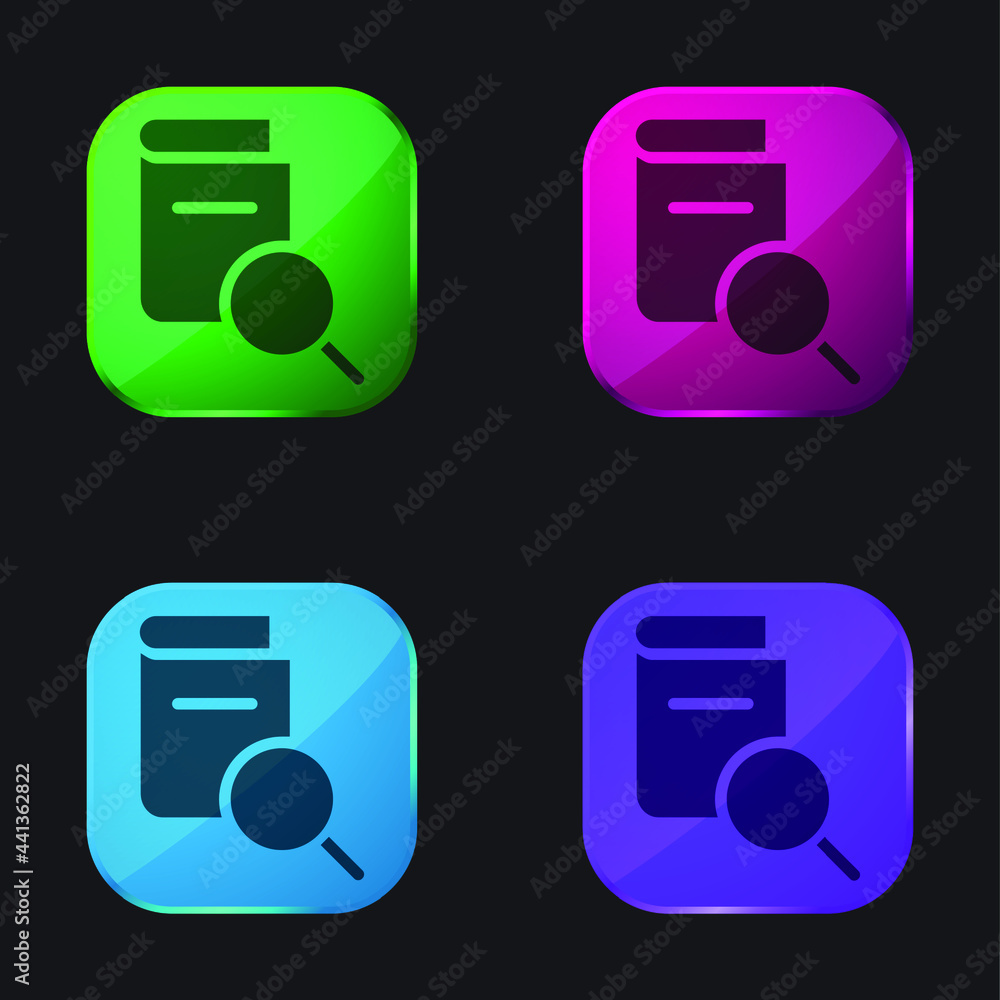 Book four color glass button icon