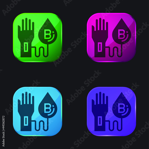 Blood Type four color glass button icon
