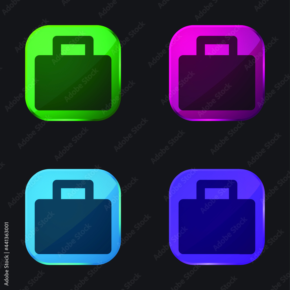 Briefcase four color glass button icon Briefcase four color glass button icon