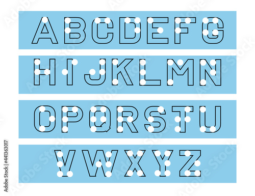 Braille alphabet. Table for alphabet education, learning. Abc for vision disable blind people. Table for alphabet education, learning