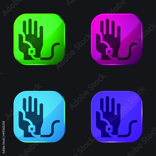 Blood Transfusion four color glass button icon