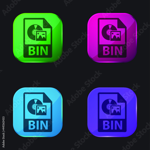 BIN File Format four color glass button icon