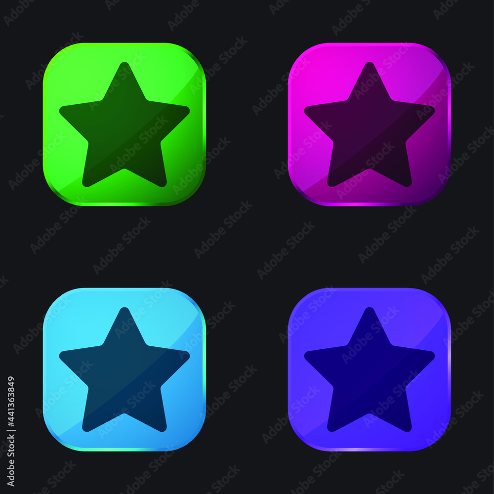 Bookmark Star four color glass button icon Bookmark Star four color glass button icon