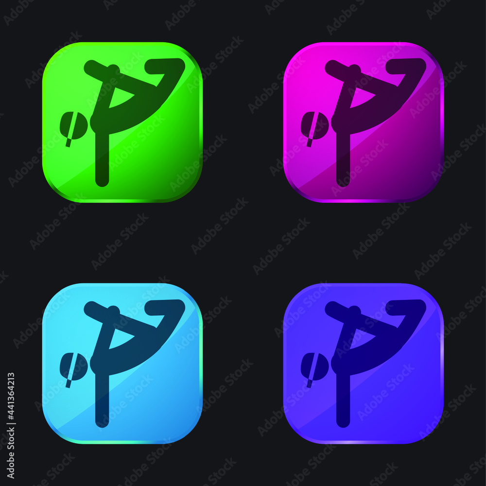 Breakdancing Dancer four color glass button icon Breakdancing Dancer four color glass button icon