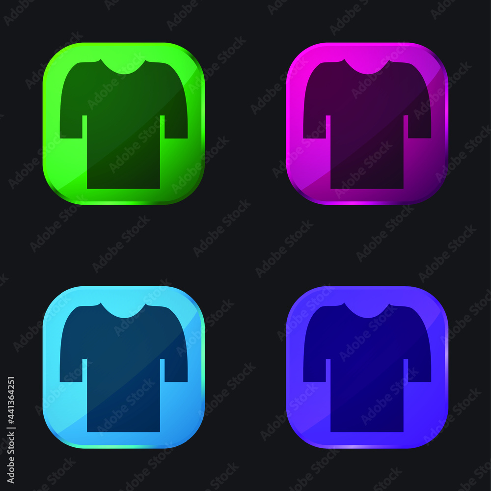Black T Shirt four color glass button icon Black T Shirt four color glass button icon