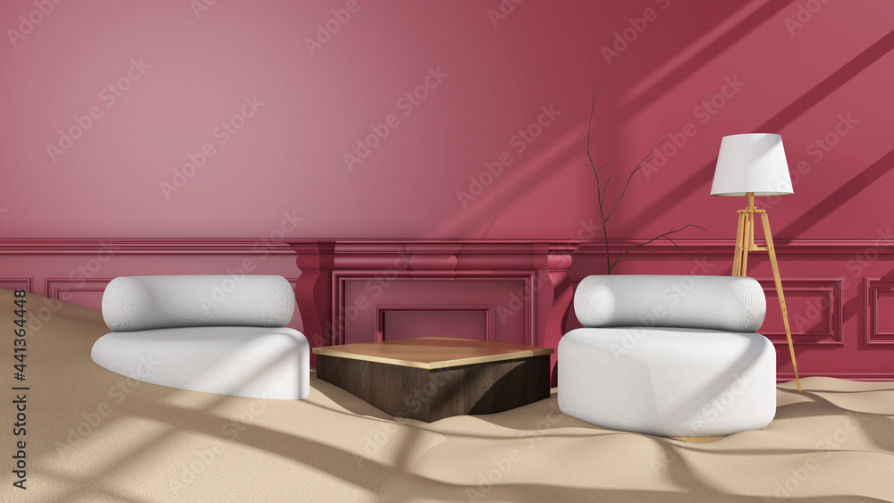 Fototapeta premium Room interior with Wall Background. 3D rendering ,3D illustration 