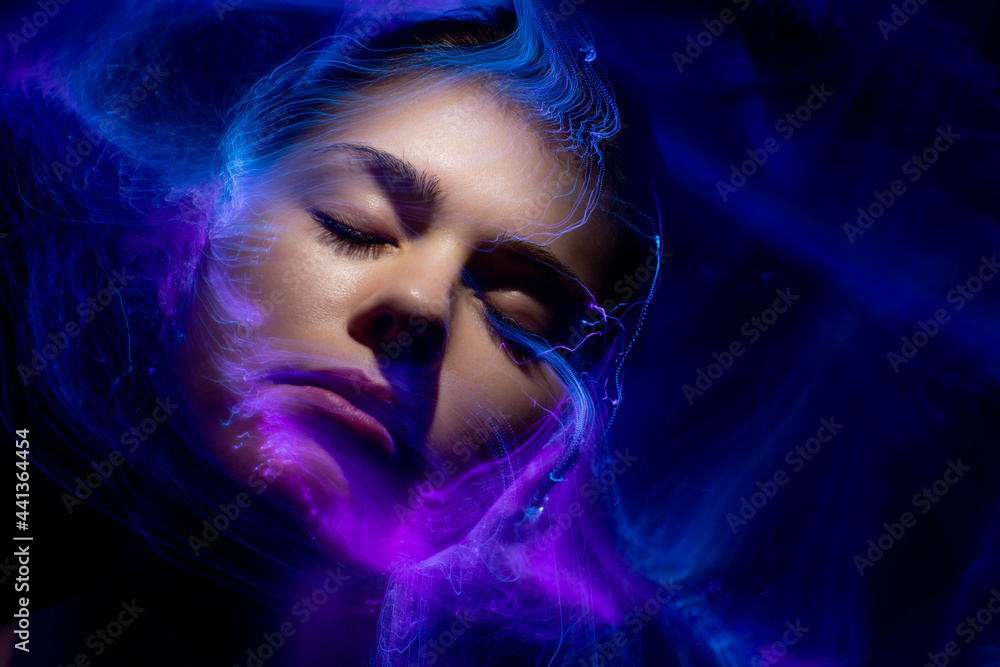 lightpainting portrait, new art direction, long exposure photo without photoshop, light drawing at long exposure	
