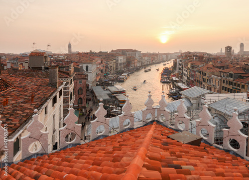 A view from the rooftop of the Fondaco dei Tedeschi Building, Venice, Italy