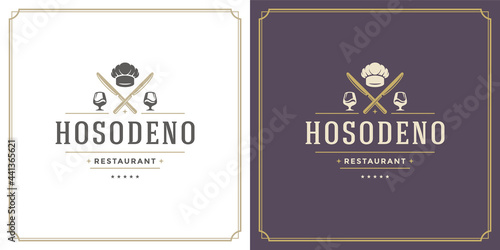 Restaurant logo design vector illustration wine glass stemware silhouette