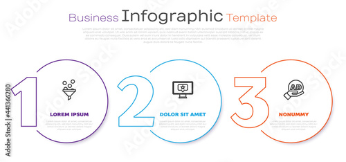 Set line Lead management, Monitor with star and Advertising. Business infographic template. Vector