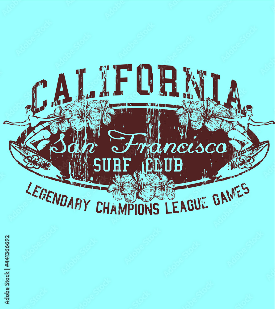 Fototapeta premium California surfer graphic design vector art