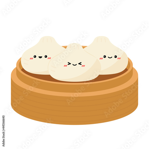 Bao character design. Steamed Bun character. Steamed Bun vector. Steamed Bun on white background. 