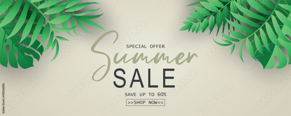 Summer banner template for advertising summer arrivals collection or seasonal sales promotion - obrazy, fototapety, plakaty 