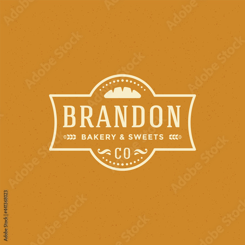 Bakery badge or label retro vector illustration. Bread or loaf silhouette for bakehouse.