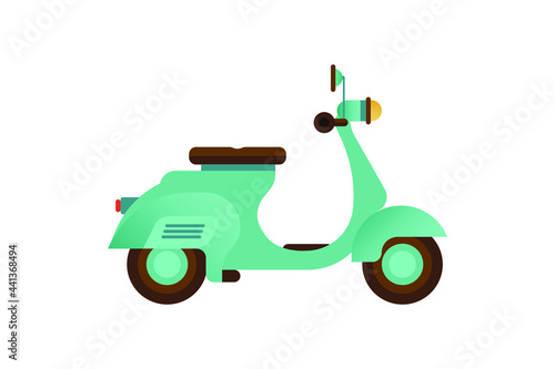 Vintage Motorcycle. Modern Flat Scooter Vector Illustration. Banner Design. Website template. Social Media Icon Concept.