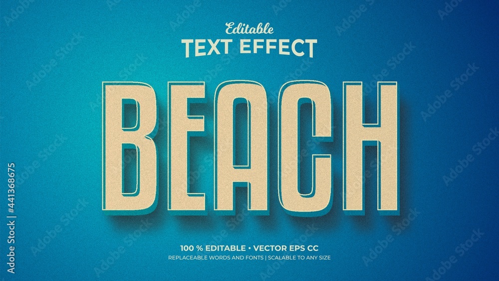 Vintage Text Effects, Editable Text Style - Beach