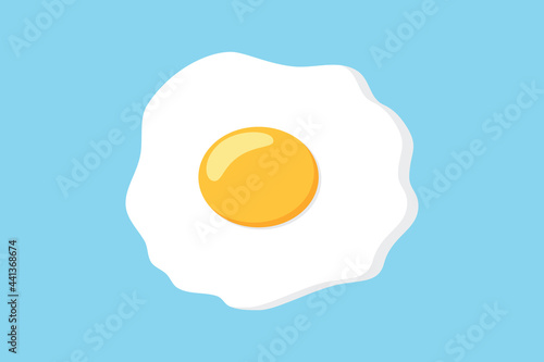 Fried egg vector isolated on a blue background.