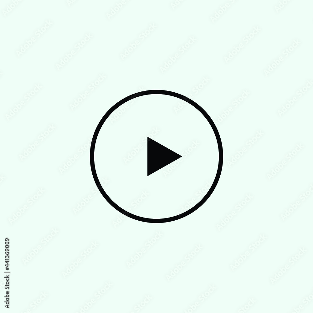 Play button icon in trendy flat style isolated on grey background. Play symbol for your web site design, logo, app, UI. Vector illustration Play button icon in trendy flat style isolated on grey background. Play symbol for your web site design, logo, app, UI. Vector illustration