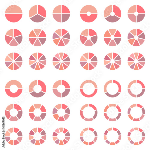 Quadrat Set Tortendiagramme Rosa Orange Lila