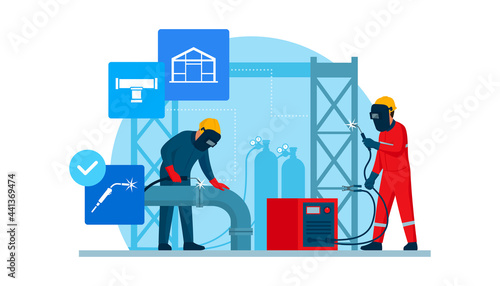 Professional welders at work