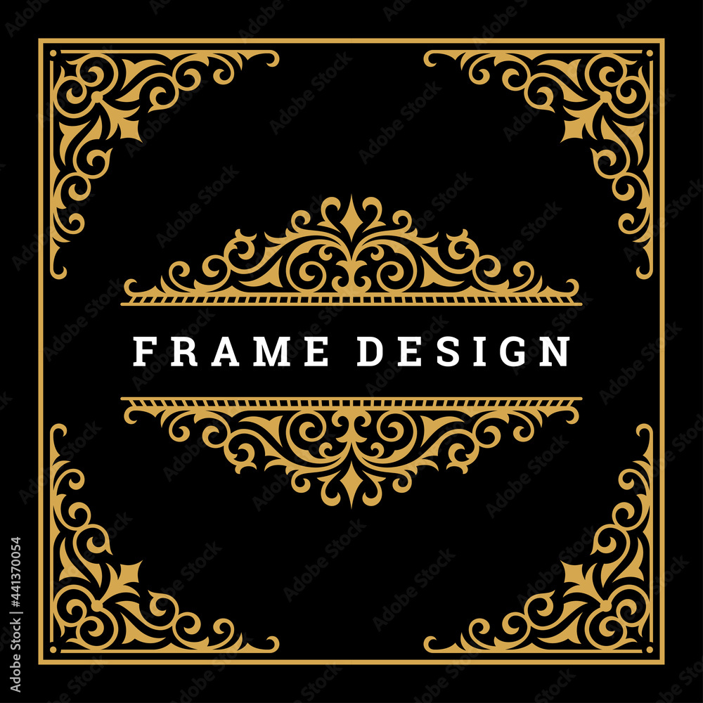 Vintage frame border ornament and vignettes swirls decoration with divider template vector illustration