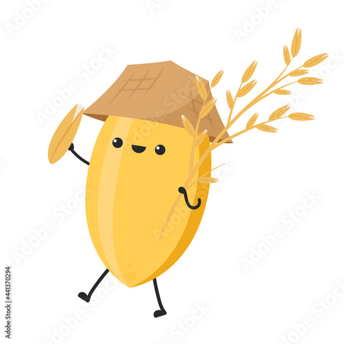 Rice character design. rice vector on white background. rice seed.
