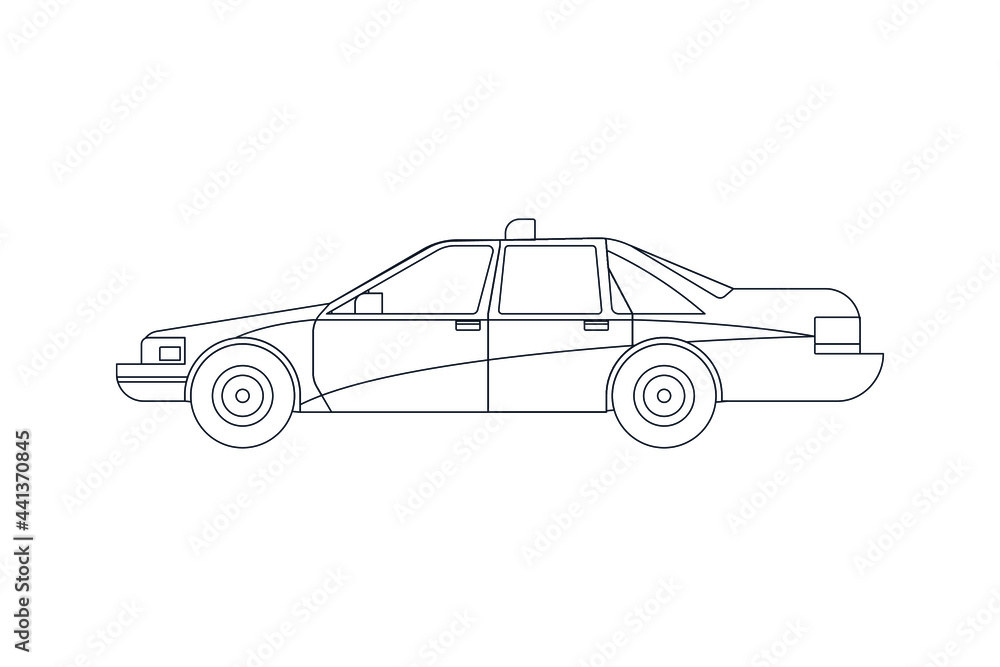 Taxi Vehicle in Line. Modern Flat Style Vector Illustration. Social Media Template.