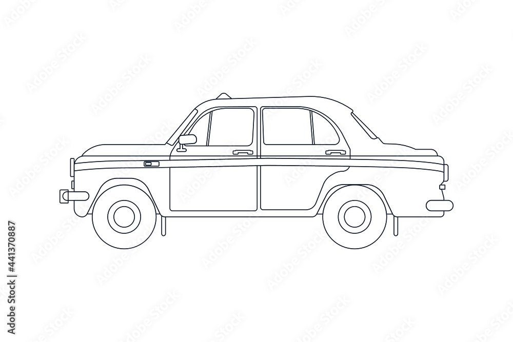 Taxi Vehicle in Line. Modern Flat Style Vector Illustration. Social Media Template.