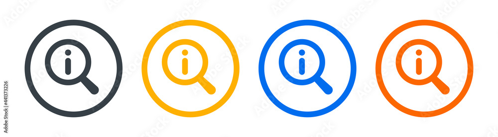 Search info icon set. Search magnifying glass icon vector illustration. Search info icon set. Search magnifying glass icon vector illustration.