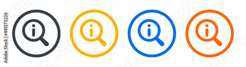 Search info icon set. Search magnifying glass icon vector illustration.