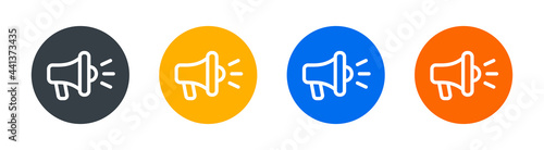 Advertising vector icon. Set of loudspeaker icon isolated on white. Communication and announcement concept