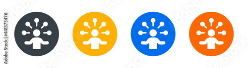 Multitasking and time management symbol. Person manage multiple tasks icon vector illustration. Planning concept