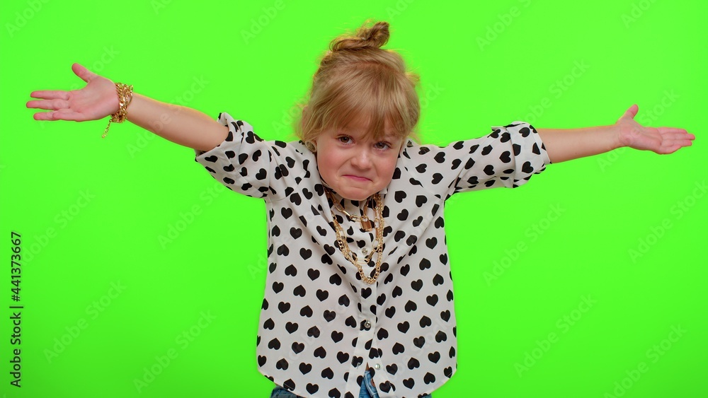 No idea, I dont know answer. Puzzled clueless uncertain blonde kid child raising hands in helpless gesture, embarrassed confused by difficult question. Teenager children girl on chroma key background No idea, I dont know answer. Puzzled clueless uncertain blonde kid child raising hands in helpless gesture, embarrassed confused by difficult question. Teenager children girl on chroma key background