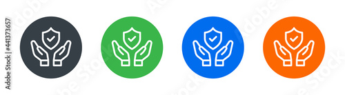 Security shield protected icons set. Vector illustration