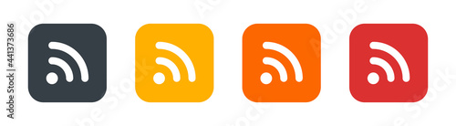 RSS Feed, Wifi symbol icon flat square button set illustration design. photo