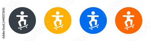 Skateboarder, skateboard, skater, skating icon vector illustration. Recreation concept