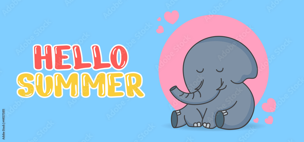 Fototapeta premium Hand draw illustration of Summer greeting banner.
