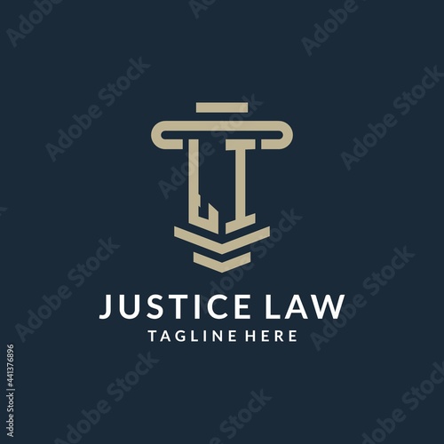 LI initial logo monogram with simple luxury pillar line vector design