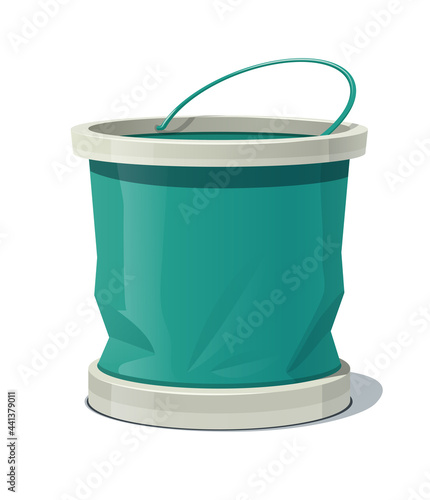 Bucket for catching fish. Fishing equipment, Isolated on white background. Eps10 vector illustration.