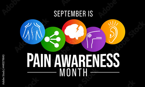 Pain awareness month is observed every year in September, to raise public awareness of issues in the area of pain and pain management, Vector illustration
