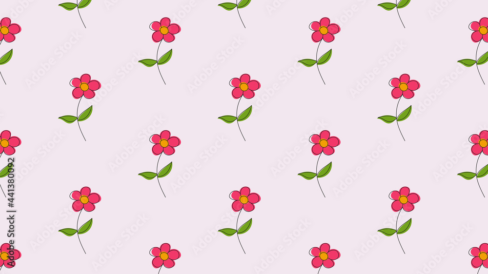 custom made wallpaper toronto digitalFlower pattern on light pink background. Colorful flower and black line. Line art. Abstract flower background. Vector illustration.