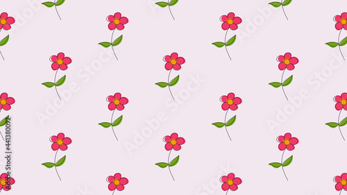 Wallpaper Mural Flower pattern on light pink background. Colorful flower and black line. Line art. Abstract flower background. Vector illustration. Torontodigital.ca