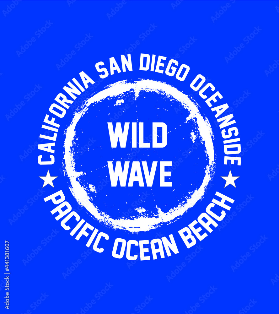 California San Diego wild wave surfer graphic design vector art