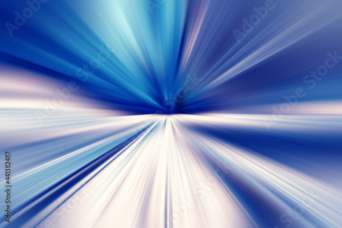 Abstract surface of radial blur zoom in blue, gray and white tones. Spectacular blue-gray background with radial, diverging, converging lines. 