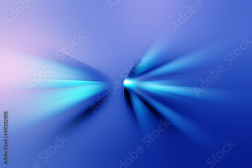 Abstract surface of radial blur zoom in dark blue, light blue and lilac tones. Spectacular blue-lilac background with radial, diverging, converging lines. 