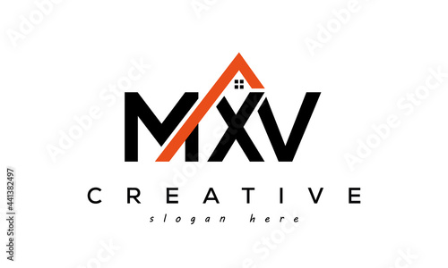 initial MXV letters real estate construction logo vector photo